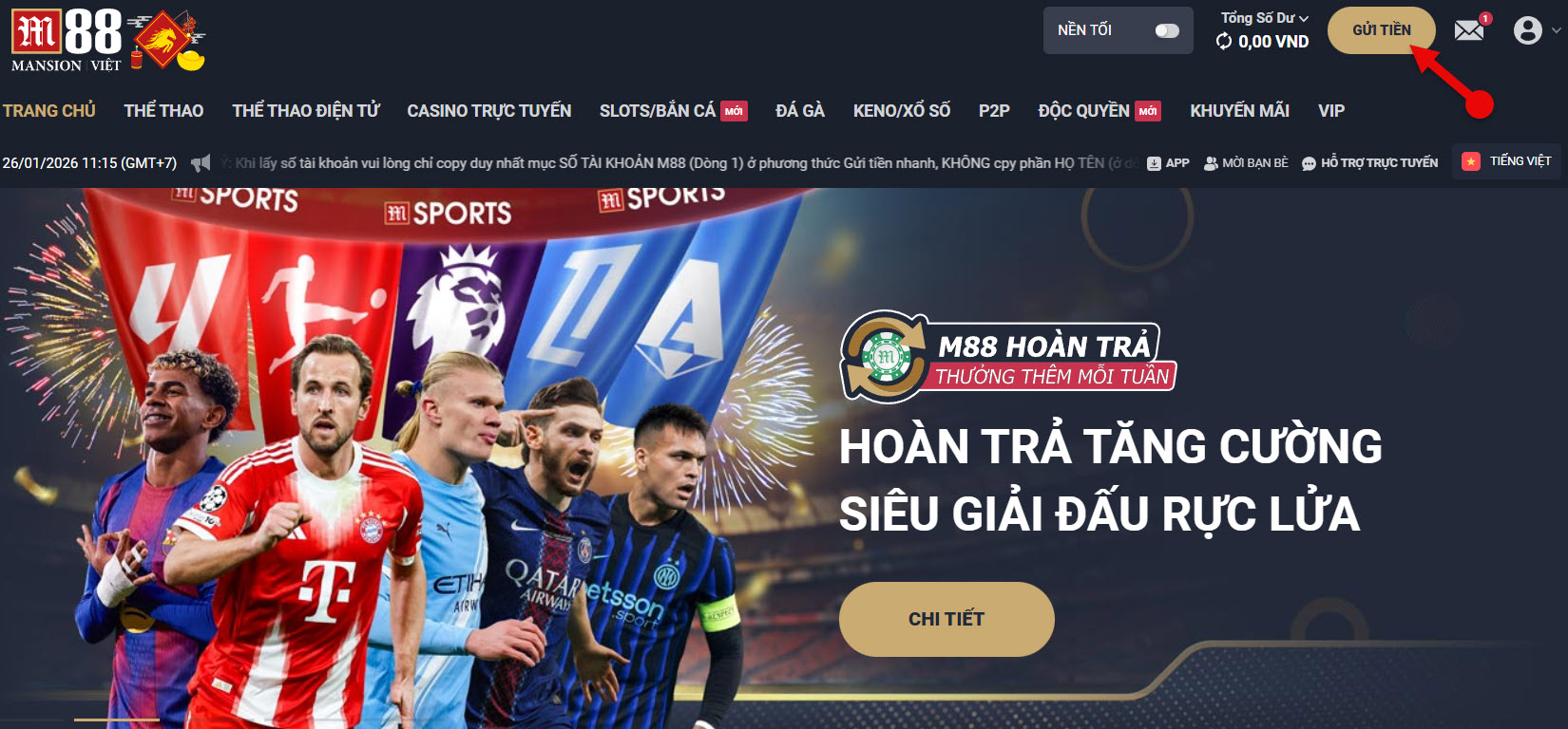 Bước 1: Đăng nhập vào tài khoản M88 buoc 1: dang nhap vao tai khoan m88
