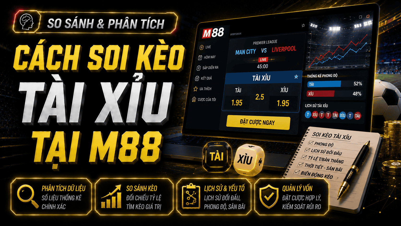 Kinh nghiệm soi tài xỉu M88: Đọc trận đúng, chọn kèo chuẩn