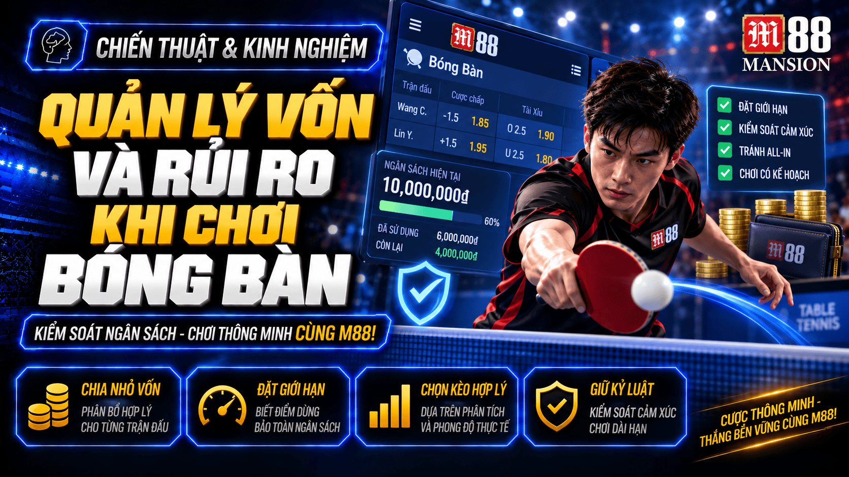 Quản lý vốn và rủi ro khi chơi bóng bàn trên M88 Quản lý vốn và rủi ro khi chơi bóng bàn trên M88