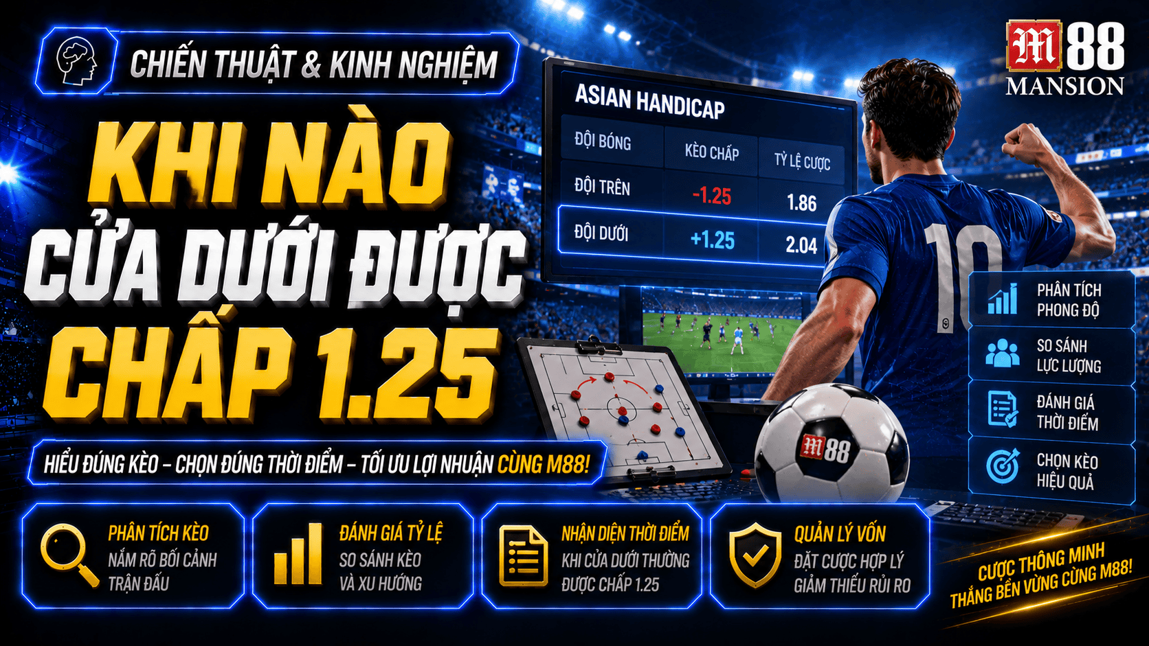 Khi nào cửa dưới được chấp 1.25 đáng chú ý Khi nào cửa dưới được chấp 1.25 đáng chú ý
